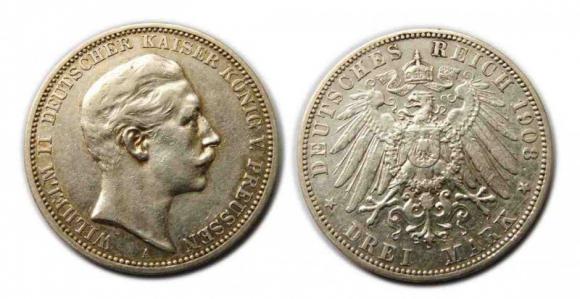3 marki 1908 Wilhelm II Berlin (1)