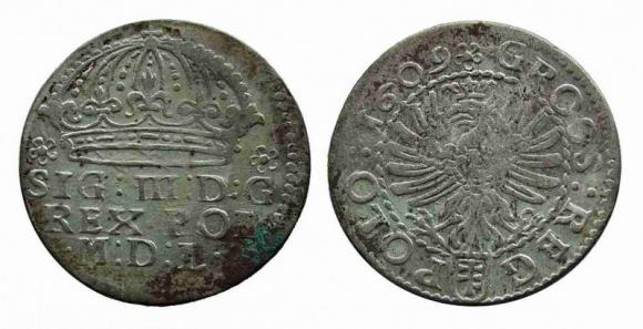 Grosz 1609 Zygmunt III Waza Kraków (1)