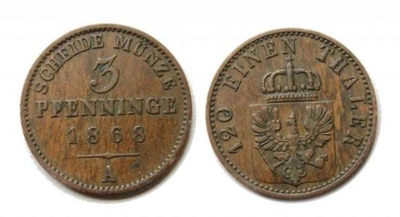 3 fenigi 1868 Wilhelm I Niemcy Berlin (1)