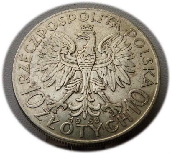 10 złotych 1933 Głowa Kobiety Warszawa (2)