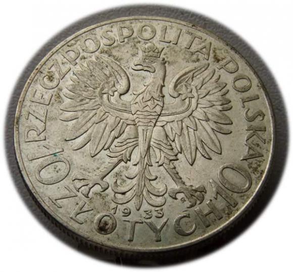 10 złotych 1933 Głowa Kobiety Warszawa (2)