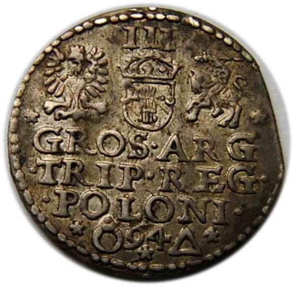 Trojak 1594 Zygmunt III Waza Malbork (2)