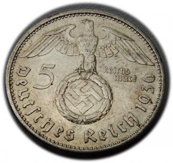 5 marek 1936 Paul von Hindenburg / swastyka Berlin (2)