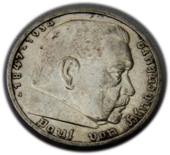 5 marek 1936 Paul von Hindenburg / swastyka, Berlin (1)