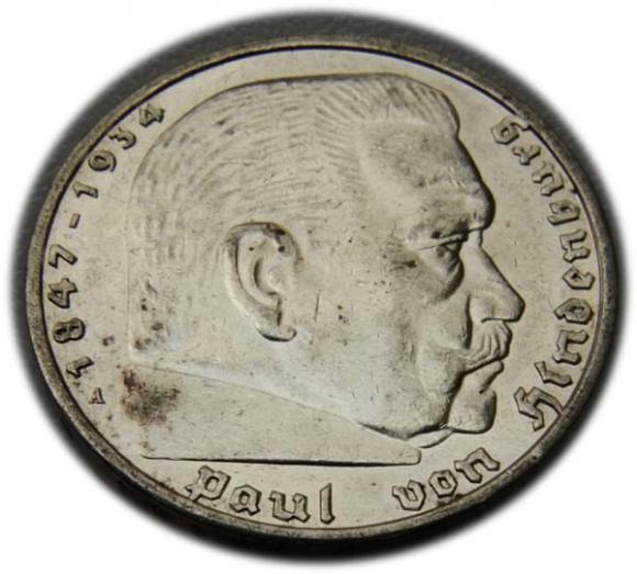 5 marek 1938 Paul von Hindenburg / swastyka Berlin (1)