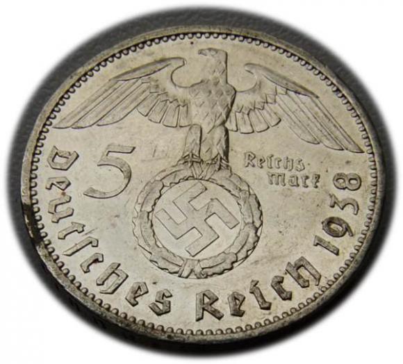 5 marek 1938 Paul von Hindenburg / swastyka Berlin (2)