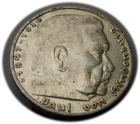 5 marek 1938 Paul von Hindenburg / swastyka Monachium (1)