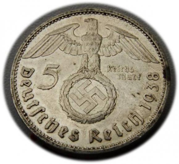 5 marek 1938 Paul von Hindenburg / swastyka Drezno (2)