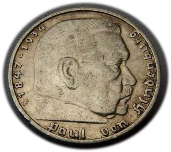 5 marek 1939 Paul von Hindenburg / swastyka Stuttgart (1)
