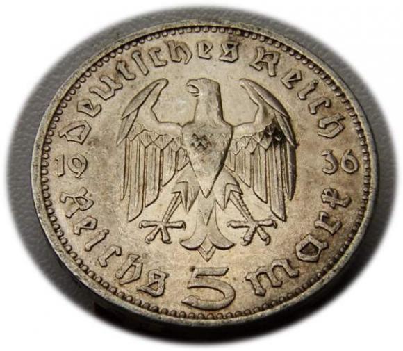 5 marek 1936 Paul von Hindenburg / orzeł pruski Berlin (2)