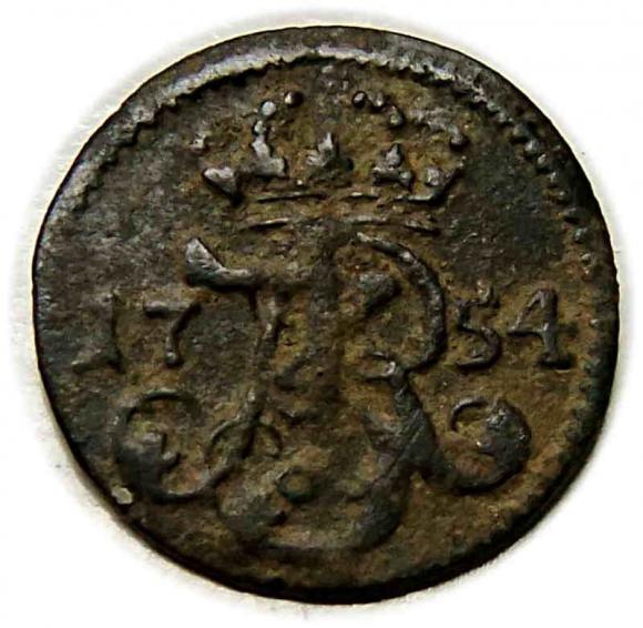 Szeląg 1754 August III Gdańsk (2)