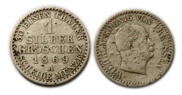 1 srebrny grosz 1869 Wilhelm I Berlin (1)