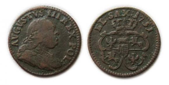 Szeląg 1751 August III Gubin (1)