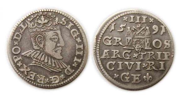 Trojak 1591 Zygmunt III Waza Ryga (1)
