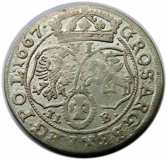 Szóstak 1667 Jan Kazimierz Bydgoszcz (2)