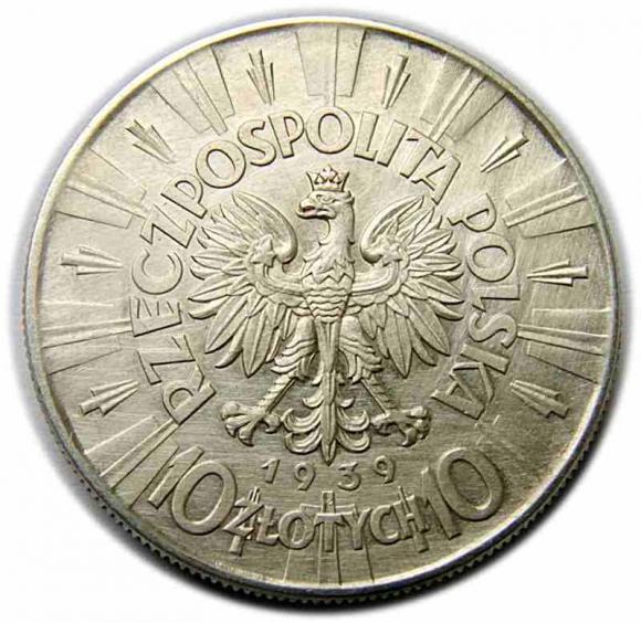 10 zlotych 1939 Jozef Pilsudski II Republic of Poland Warsaw (2)