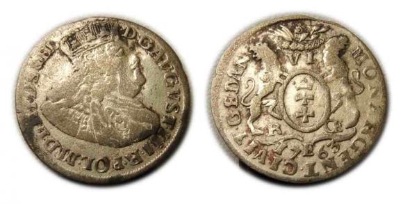 Szóstak 1763 August III Gdańsk (1)