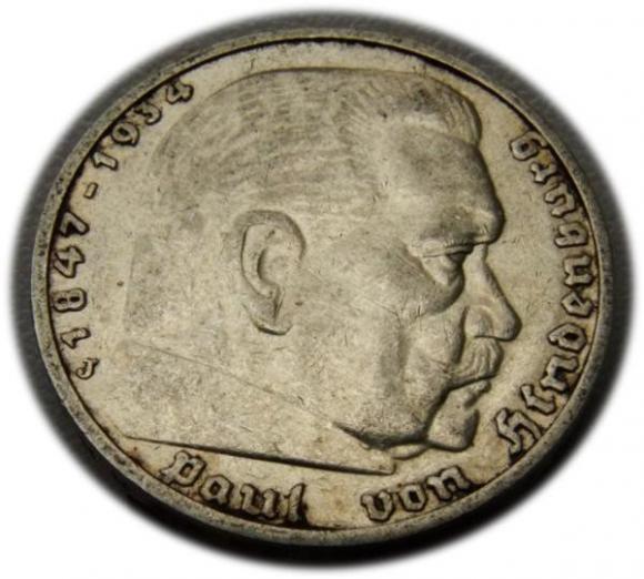 5 marek 1936 Paul von Hindenburg / orzeł pruski Hamburg (1)