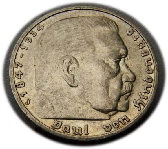 5 marek 1936 Paul von Hindenburg / orzeł pruski Hamburg (1)
