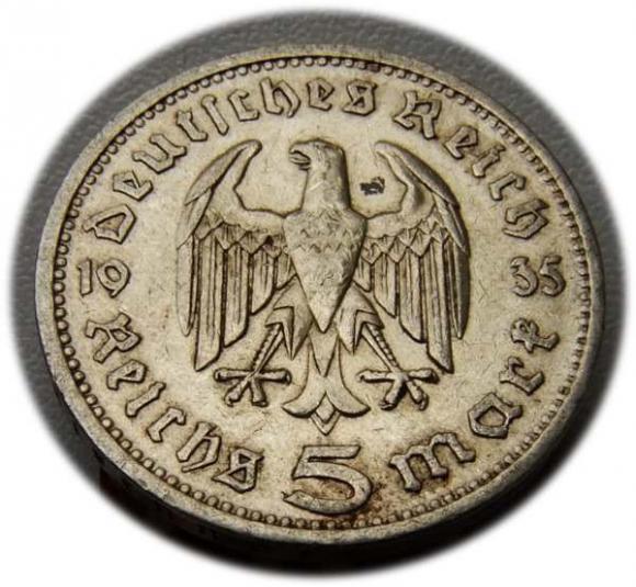 5 marek 1935 Paul von Hindenburg / orzeł pruski Berlin (1)