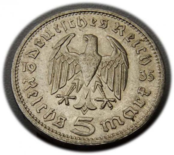 5 marek 1935 Paul von Hindenburg / orzeł pruski Berlin (2)