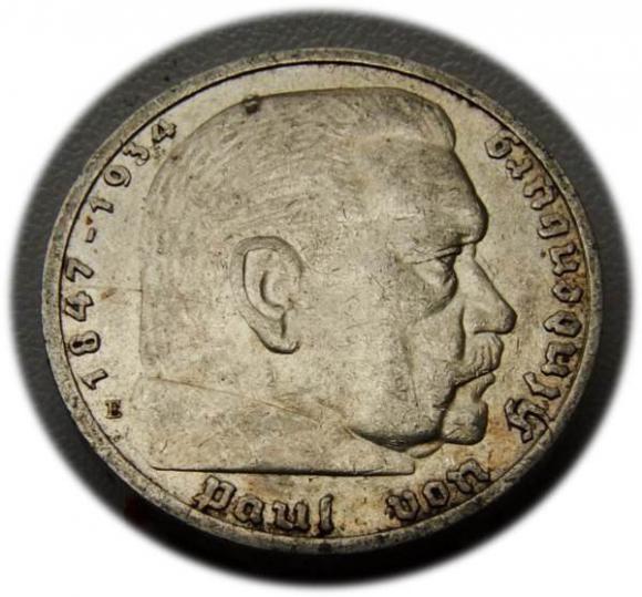 5 mark 1935 E Paul von Hindenburg / prussian eagle Muldenhutten (1)