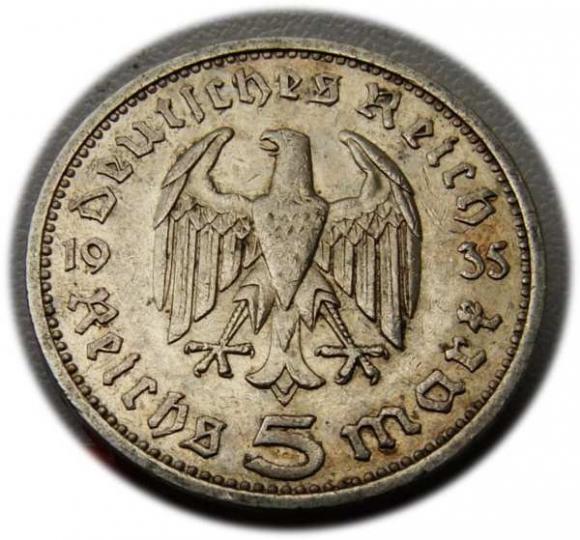 5 mark 1935 E Paul von Hindenburg / prussian eagle Muldenhutten (2)