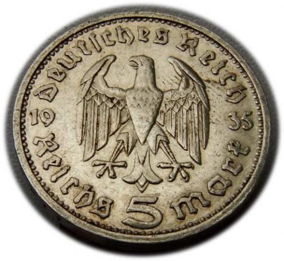 5 marek 1935 Paul von Hindenburg / orzeł pruski Drezno (2)