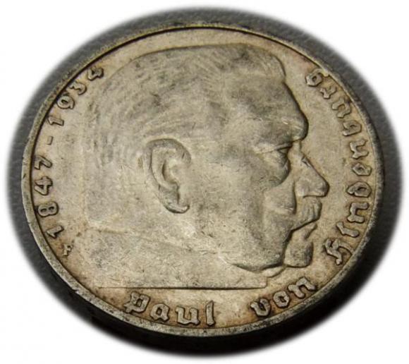 5 marek 1935 Paul von Hindenburg / orzeł pruski Stuttgart (1)