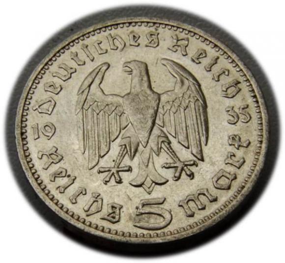 5 marek 1935 F Paul von Hindenburg / orzeł pruski Stuttgart (2)