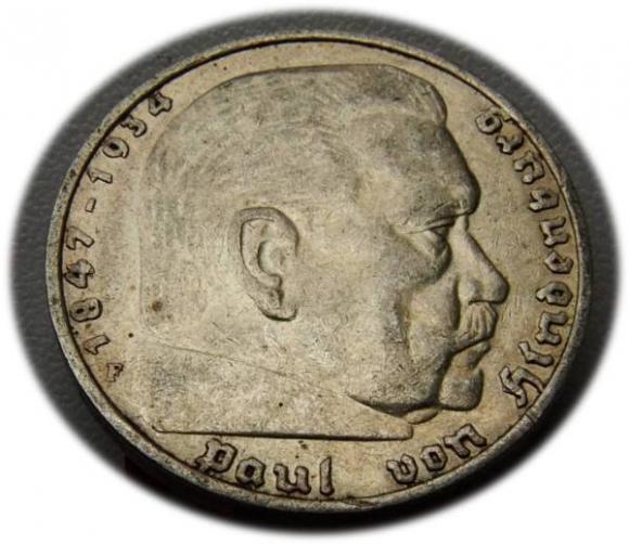 5 marek 1935 Paul von Hindenburg / orzeł pruski Stuttgart (1)