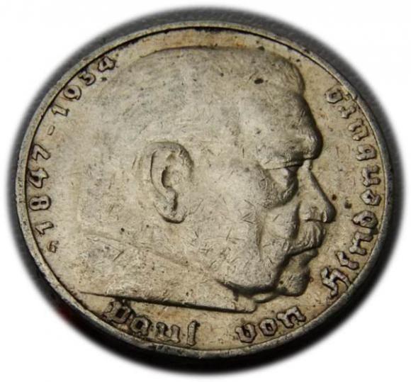 5 marek 1935 Paul von Hindenburg / orzeł pruski Karlsruhe (1)