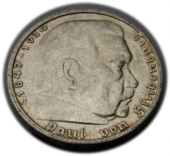 5 mark 1935 J Paul von Hindenburg / prussian eagle Hamburg (1)