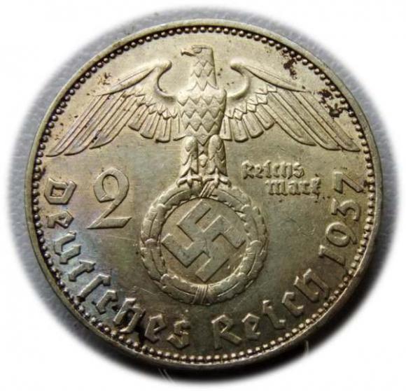 2 marki 1937 Paul von Hindenburg /swastyka Monachium (2)