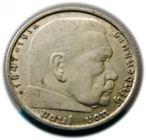 2 marki 1938 Paul von Hindenburg / swastyka Wiedeń (1)
