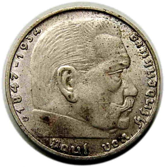 2 mark 1938 D Paul von Hindenburg Munich