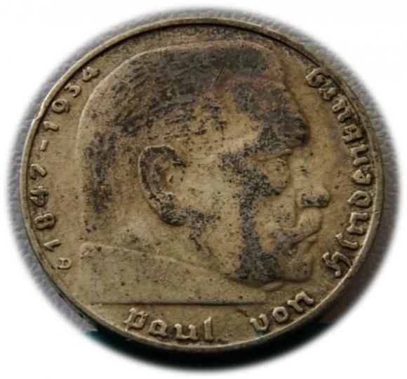 2 marki 1939 Paul von Hindenburg / swastyka Monachium (1)
