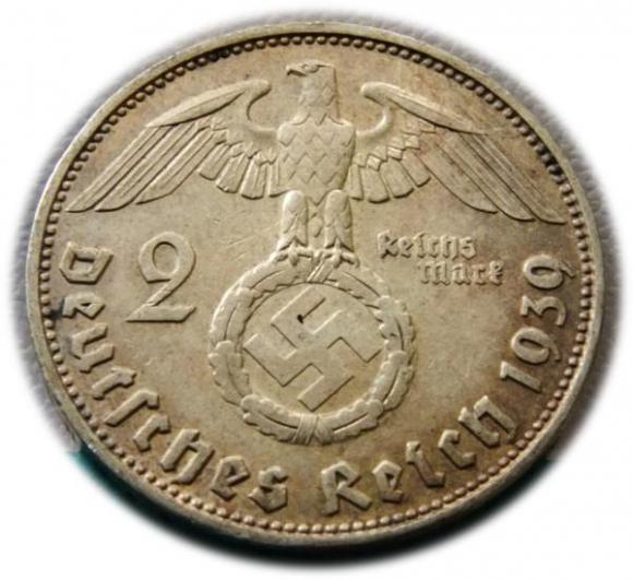 2 marki 1939 Paul von Hindenburg / swastyka Hamburg (2)