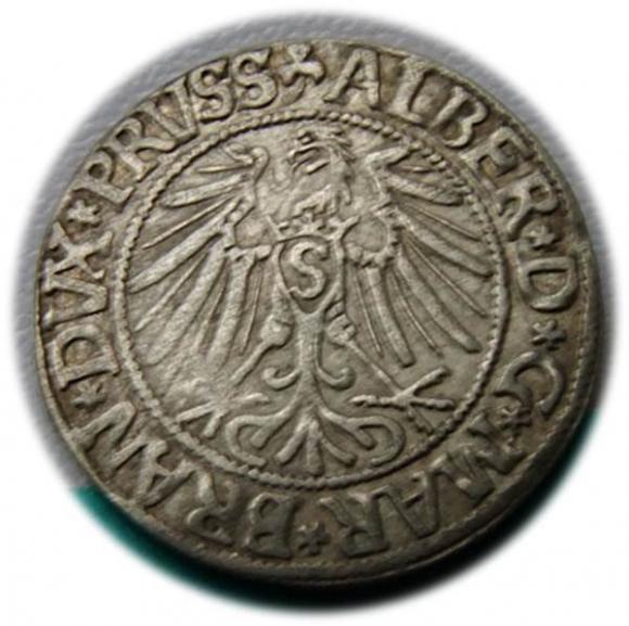 Grosz 1543 Albrecht Hohenzollern Księstwo Pruskie Królewiec (2)