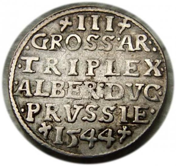 Trojak 1544 Albrecht Hohenzollern Księstwo Pruskie Królewiec (2)