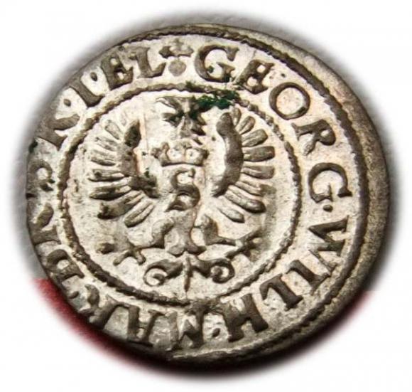 Szeląg 1627 Jerzy Wilhelm Księstwo Pruskie Królewiec (2)