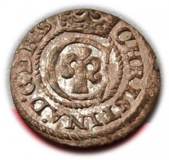 Szeląg 1640 Krystyna Waza Ryga (1)