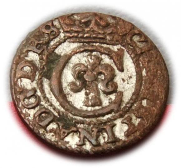 Szeląg 1642 Krystyna Waza Ryga (1)