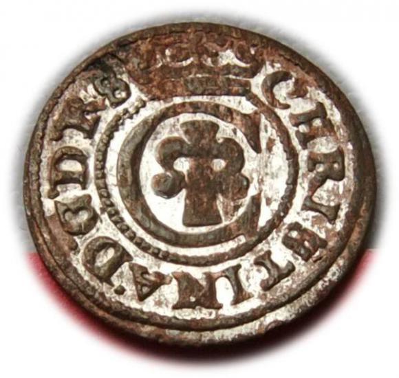 Szeląg 1644 Krystyna Waza Ryga (1)