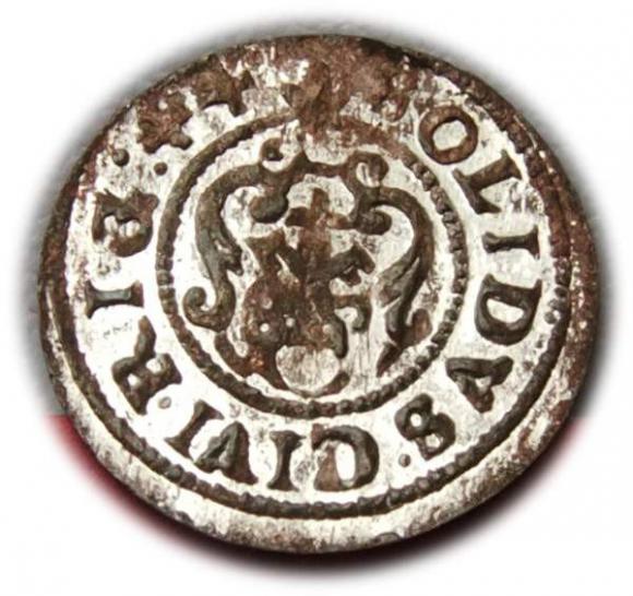 Szeląg 1644 Krystyna Waza Ryga (2)