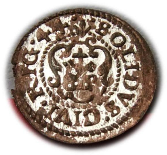 Szeląg 1644 Krystyna Waza Ryga (2)