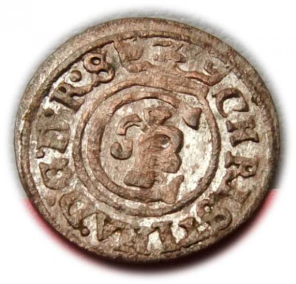 Szeląg 1645 Krystyna Waza Ryga (1)