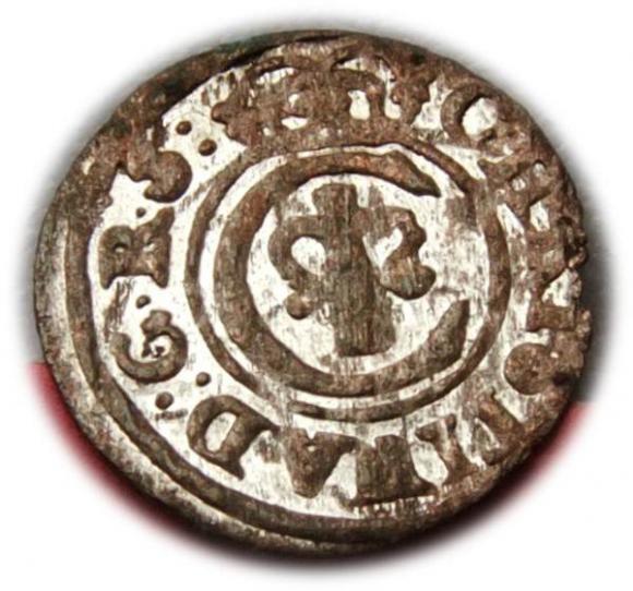 Szeląg 1648 Krystyna Waza Ryga (1)