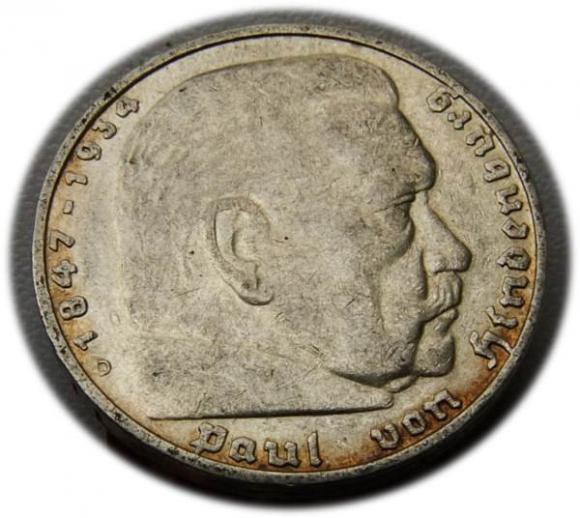 5 mark 1936 D Paul von Hindenburg / prussian eagle Munich (1)