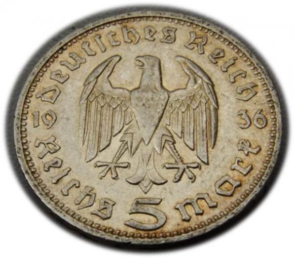 5 mark 1936 D Paul von Hindenburg / prussian eagle Munich (2)